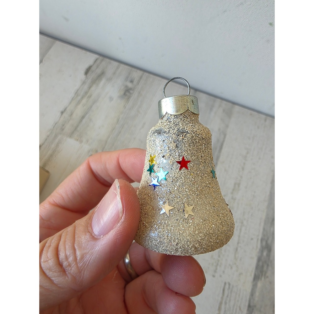 Vintage franke confetti Bell Star Mica ornament Xmas tree mini